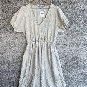 NWT Velvet Torch Beige Puff Sleeve Dress Size Large Nordstrom‎ Rack NEW